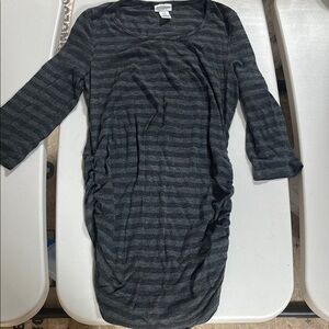 Motherhood Gray and Black Sheath Top with Crew Neck